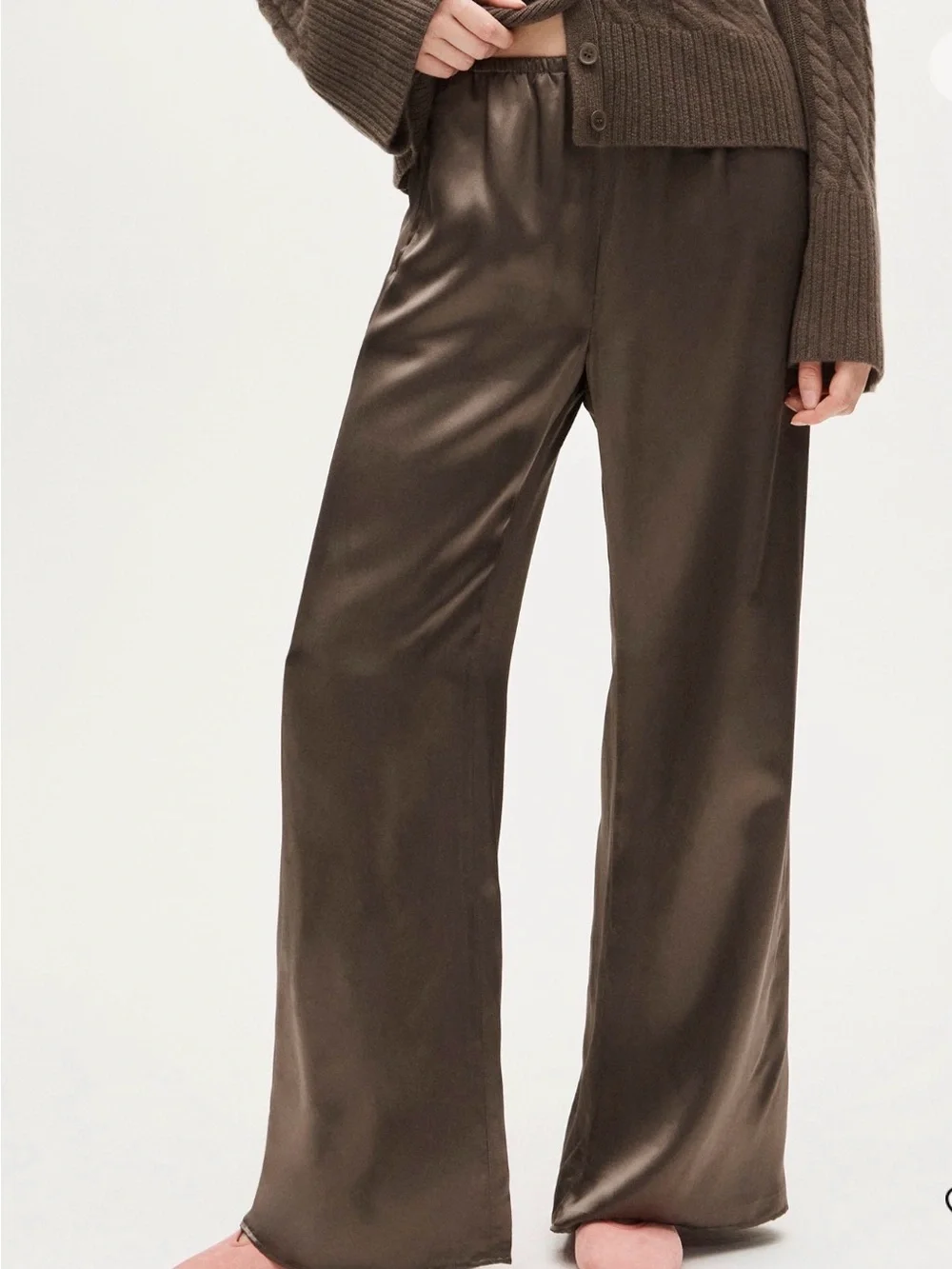 J. Crew Cosmo Pants in Luster Charmeuse- Smoky Wood- Size Small